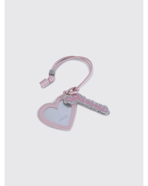Ganni White Faux Leather Keychain