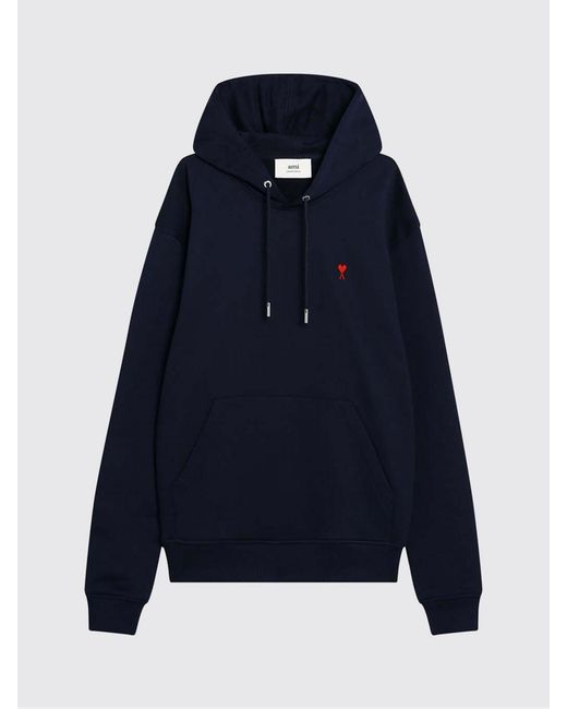 AMI Blue Cotton Sweatshirt With Logo for men