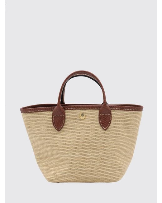 Longchamp Brown Xs Le Pliage Collection Raffia And Leather Bag