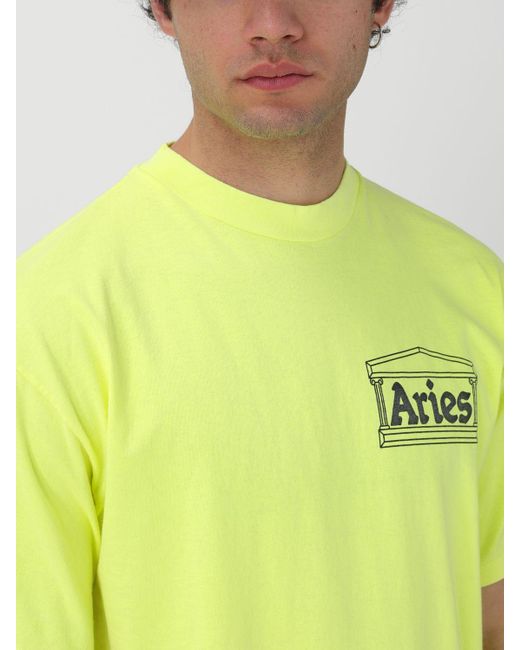 T-shirt in cotone di Aries in Yellow da Uomo