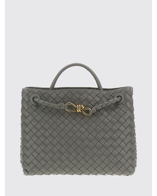 Bottega Veneta Gray Andiamo Medium Woven Leather Bag