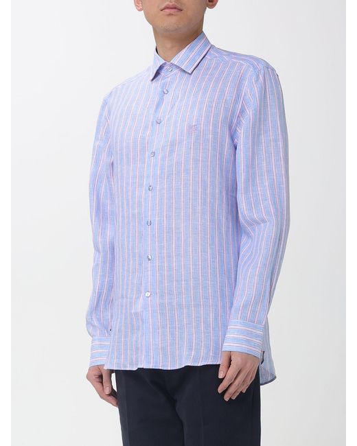Etro Blue Striped Linen Shirt for men