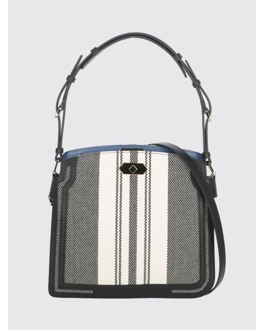 Lanvin White Striped Canvas Bag