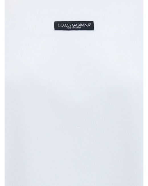 Dolce & Gabbana White Dolce &Amp Gabbana Cotton Crewneck T-Shirt With Contrast Logo And Dropped Shoulders