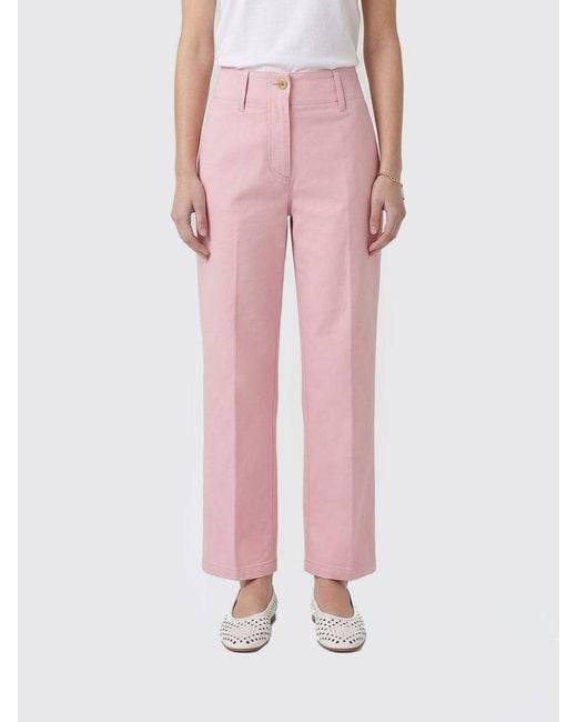 Patou Pink Straight Cotton Pants