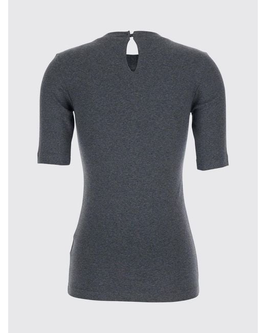 Brunello Cucinelli Gray Cotton T-Shirt With Nickel-Free Monile