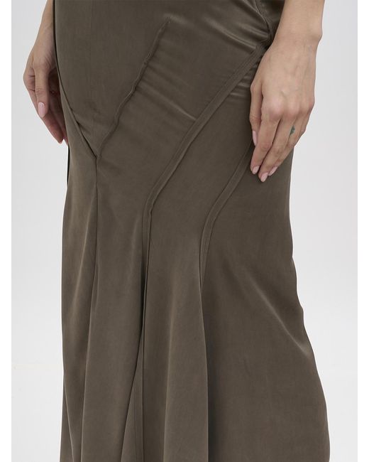 Yehuafan Gray Silk Asymmetric Skirt