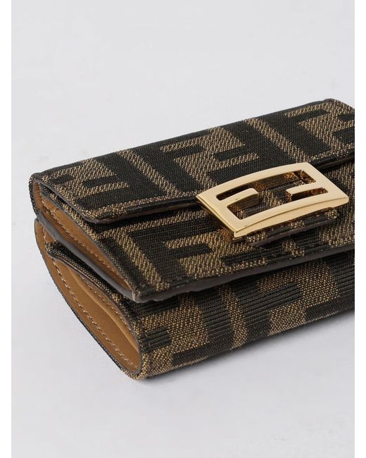 Fendi Gray Micro Trifold Baguette Wallet