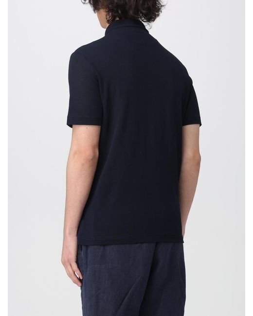 Zanone Blue Cotton Knit Polo Shirt for men