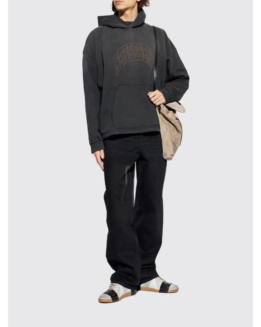Represent Gray Cotton Hoodie With Logo for men