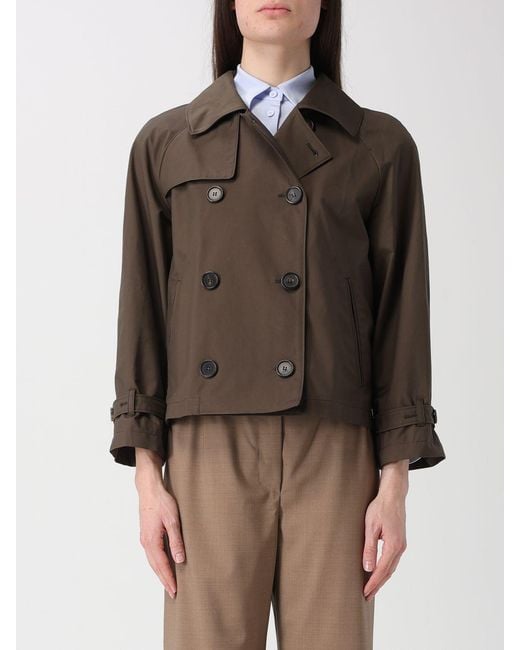 Max Mara Brown Double Breasted Cotton Blend Trench Coat