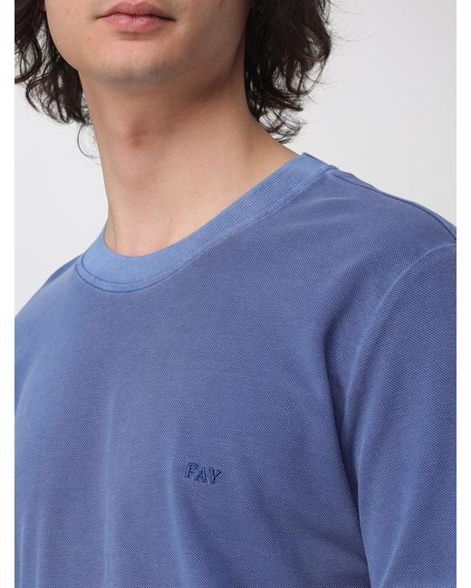 T-Shirt Basic di Fay in Blue da Uomo