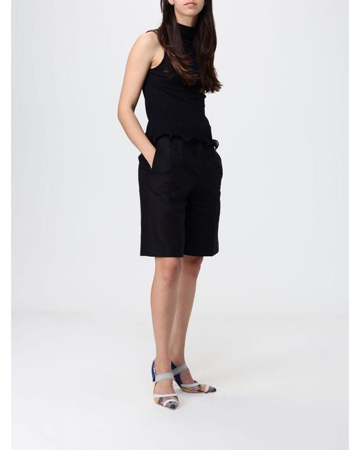 Fendi Black Logo Polyester Turtleneck Top