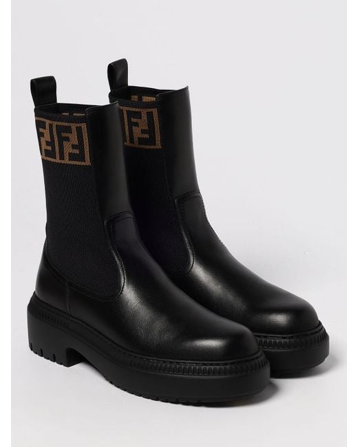 Botines Planos Mujer Fendi de color Black