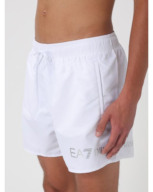EA7 White Swim Trunks Comfortable Lightweight Swimwear for men