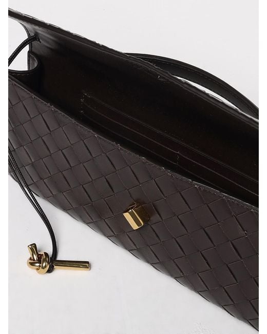 Bottega Veneta Black Andiamo Woven Leather Clutch