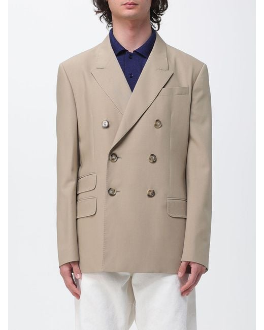 AMI Natural Double-Breasted Virgin Wool Blazer for men
