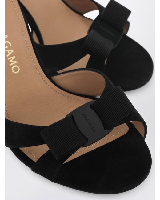 Ferragamo White Suede Sandal With Vara Bow