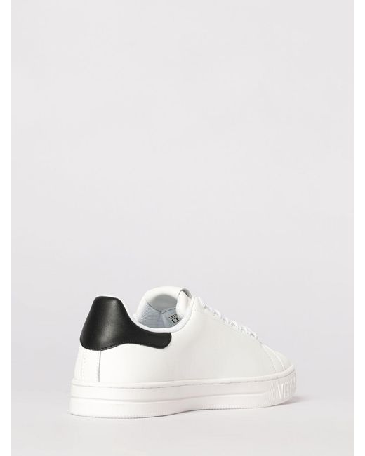 Versace Jeans Couture White Leather Sneakers With Logo Print for men