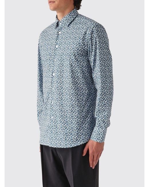 Etro Blue Cotton Shirt With Paisley Print for men