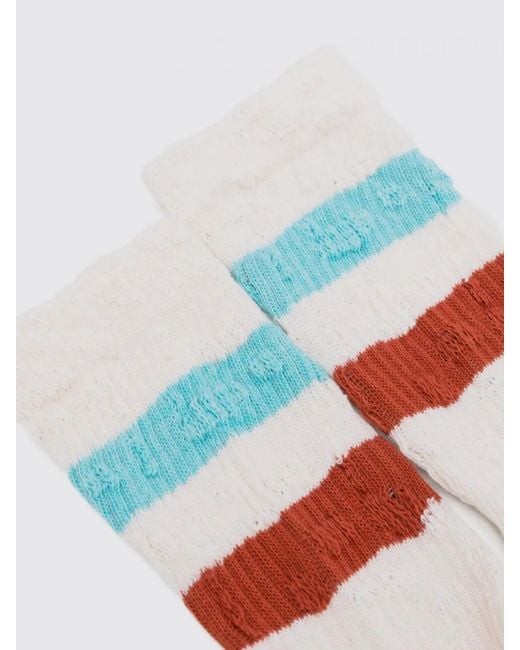 Golden Goose Deluxe Brand White Socks High Rib Stripes Ripped for men