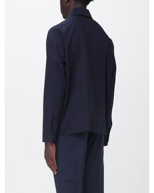 Manuel Ritz Blue Relaxed Fit Twill Shirt Jacket With Concealed Closure for men