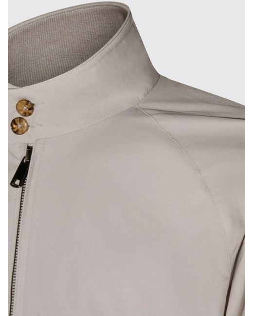 Baracuta Gray Cotton Blend Bomber Jacket With High Collar And Zip Closure for men