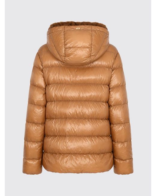 Herno Blue Water-Repellent Nylon Down Jacket With Shearling Hood