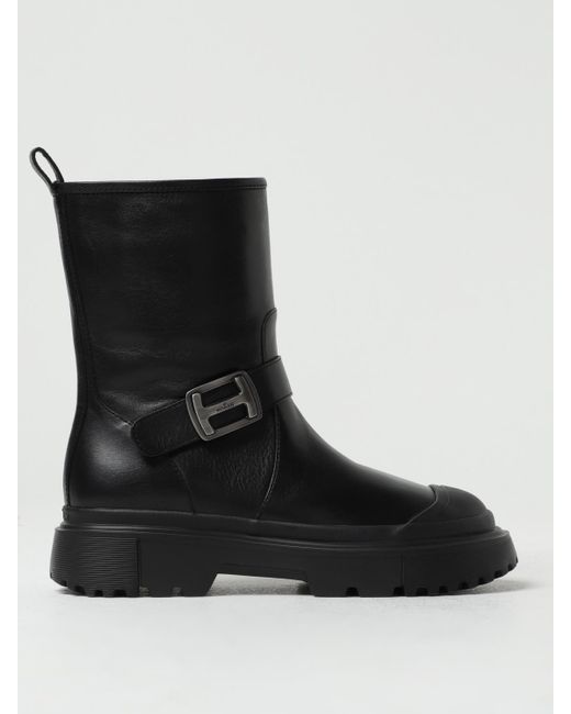 Hogan Black H619 Leather Ankle Boots