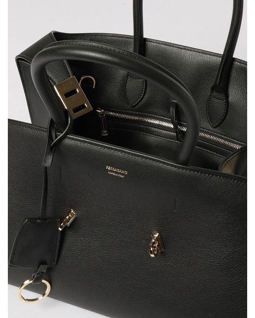 Ferragamo Black Hug M Leather Bag