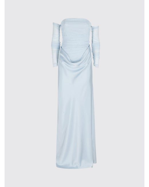 ROTATE BIRGER CHRISTENSEN Blue Stretch Jersey Long Dress