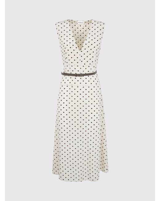 P.A.R.O.S.H. White Polka Dot Silk Crêpe De Chine Midi Dress P.A.R.O.S.H. With V-Neck