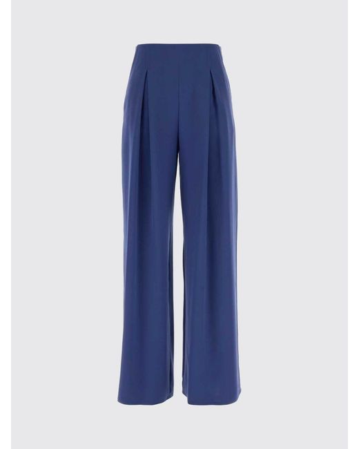 Max Mara Pure Blue Pure Stretch Silk Palazzo Trousers Max Mara