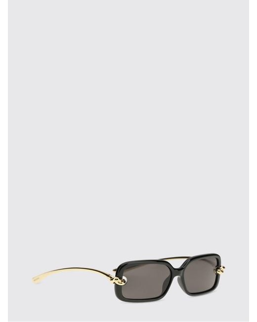 Bottega Veneta White Knot Rectangular Sunglasses