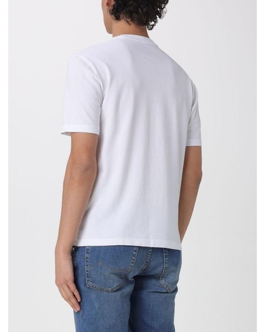 Blauer White Cotton T-Shirt With Emblem for men
