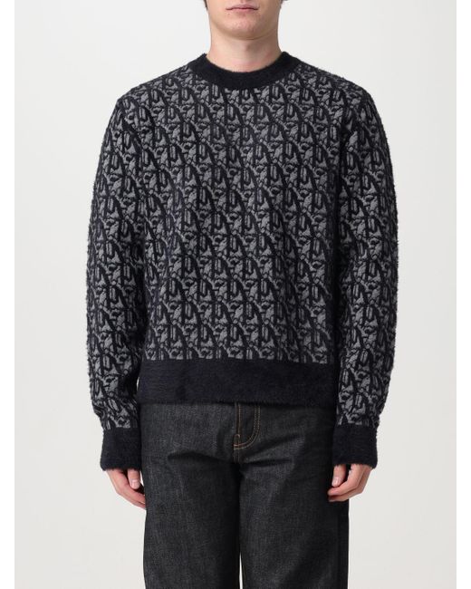 Palm Angels Black Monogram-jacquard Sweater for men