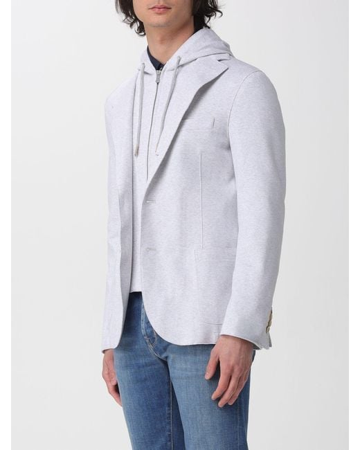 Eleventy Gray Single-Breasted Piqué Jersey Blazer for men