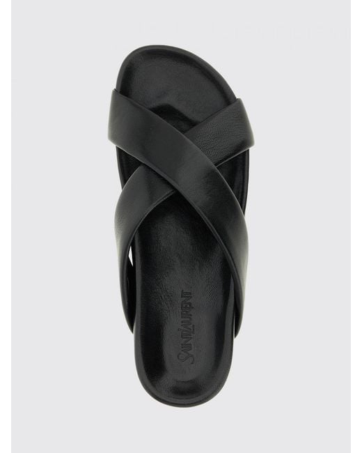 Saint Laurent Black Nichols Leather Sandals for men