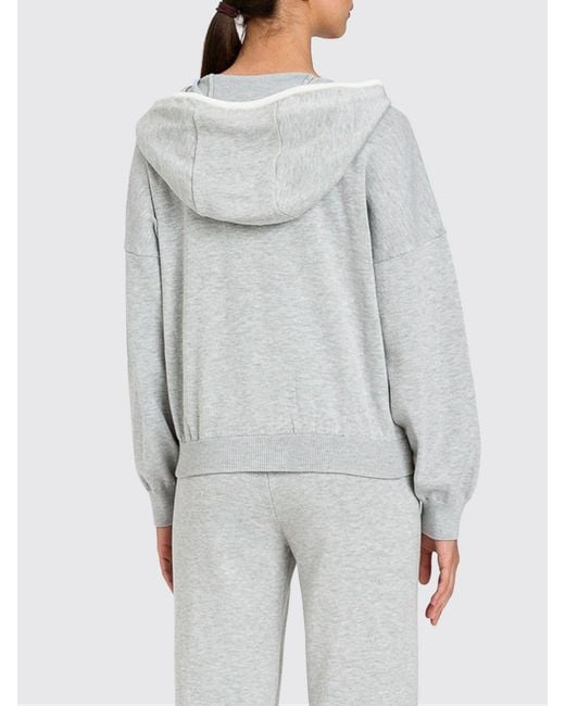 Twinset Gray Cotton Blend Hooded Sweatshirt