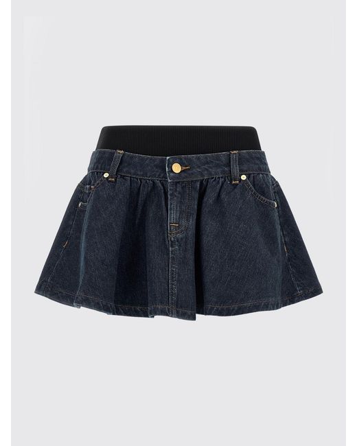 7 For All Mankind Blue Cotton Denim Mini Skirt