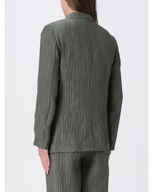 Emporio Armani Gray Lurex Pleated Creponne Blazer