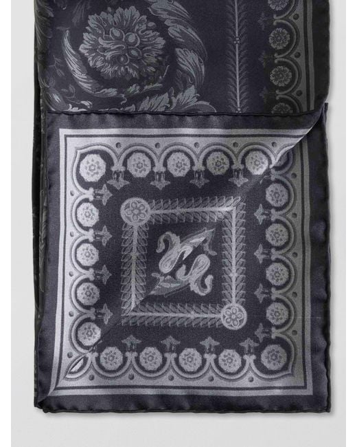 Foulard Baroque in seta stampata di Versace in Black da Uomo