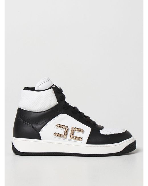 Elisabetta Franchi Sneakers In Leather With Logo in White 1 (White) | Lyst