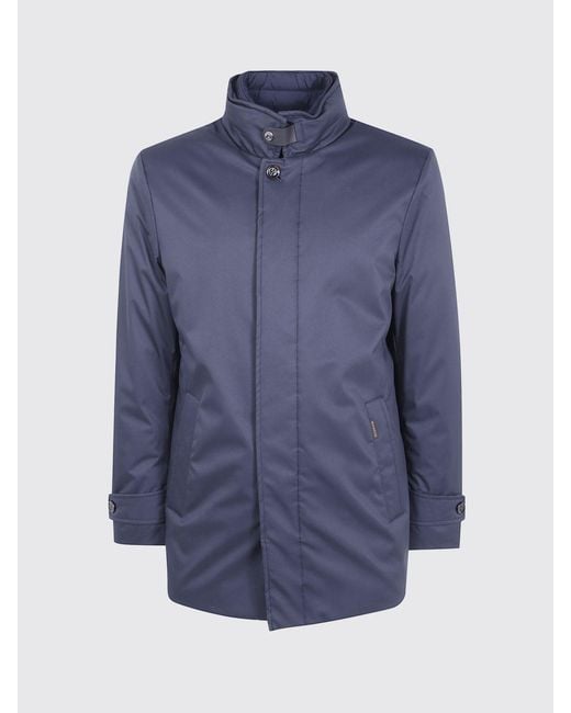 Moorer Blue Reis-Ads Knee-Length Goose Down Parka for men