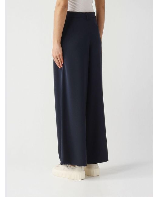 Max Mara Blue Crêpe Wide-Leg Trousers Max Mara