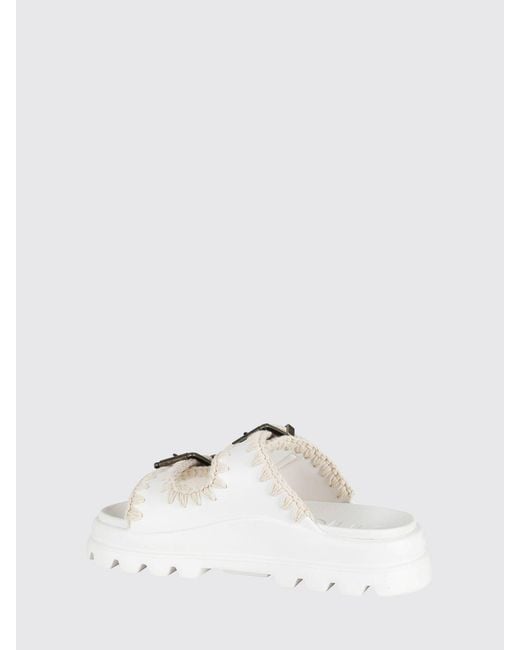 Mou White Eva Sandals With Contrast Stitching