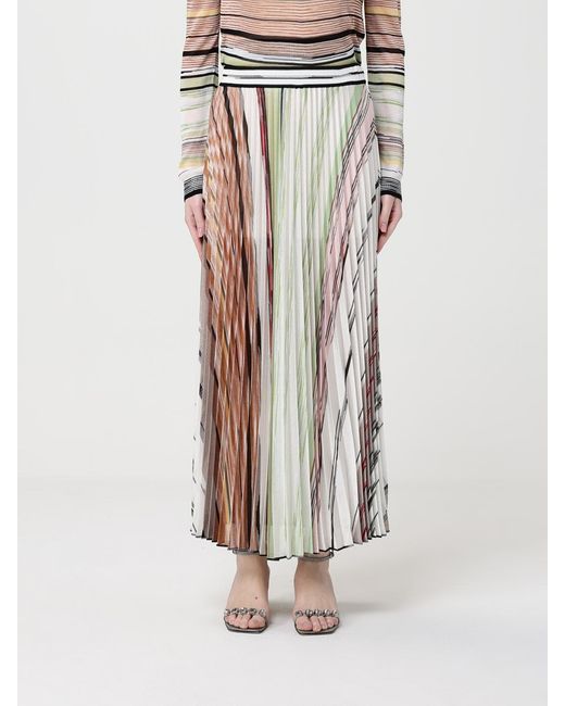 Missoni White Viscose Pleated Skirt