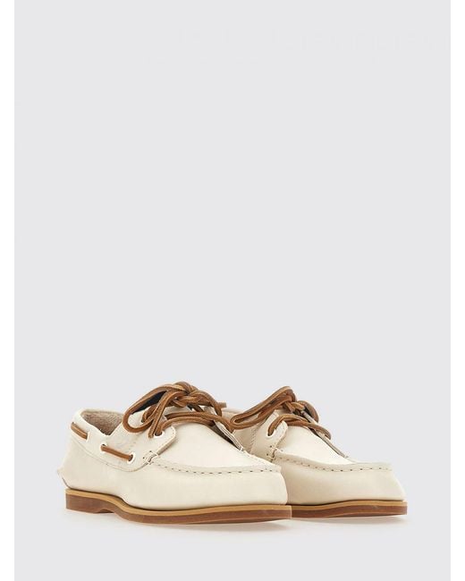Timberland White Classic Boat Leather Loafers