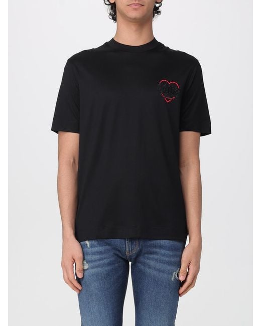 Emporio Armani Black Love Cotton T-Shirt With Rhinestones for men