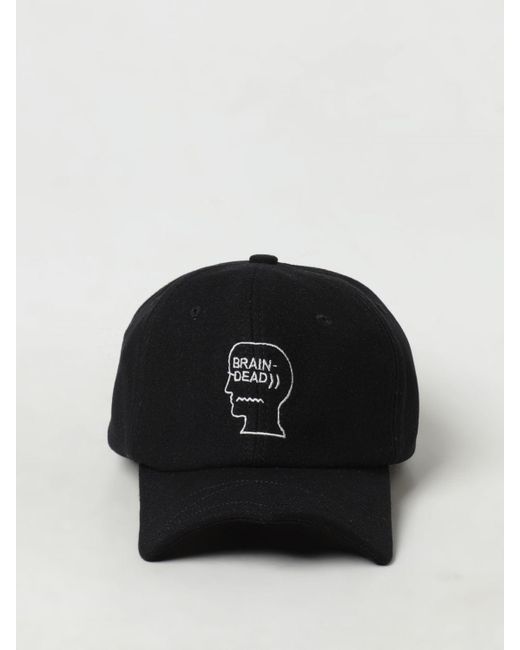 Cappello in flanella con logo di Brain Dead in Black da Uomo